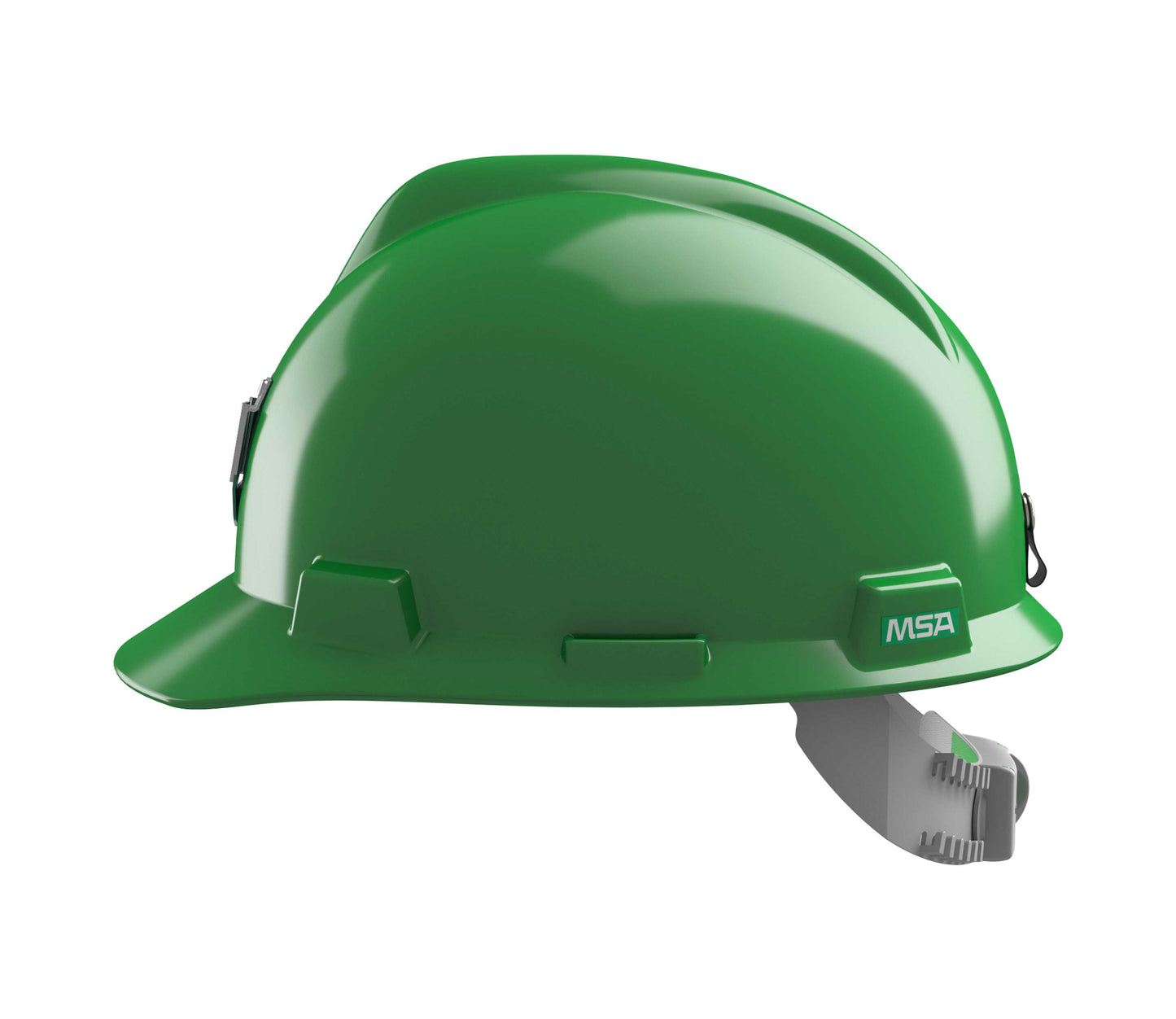 MSA Safety V-Gard Helmet, Green, Push-Key PVC, GV141-0000000-000