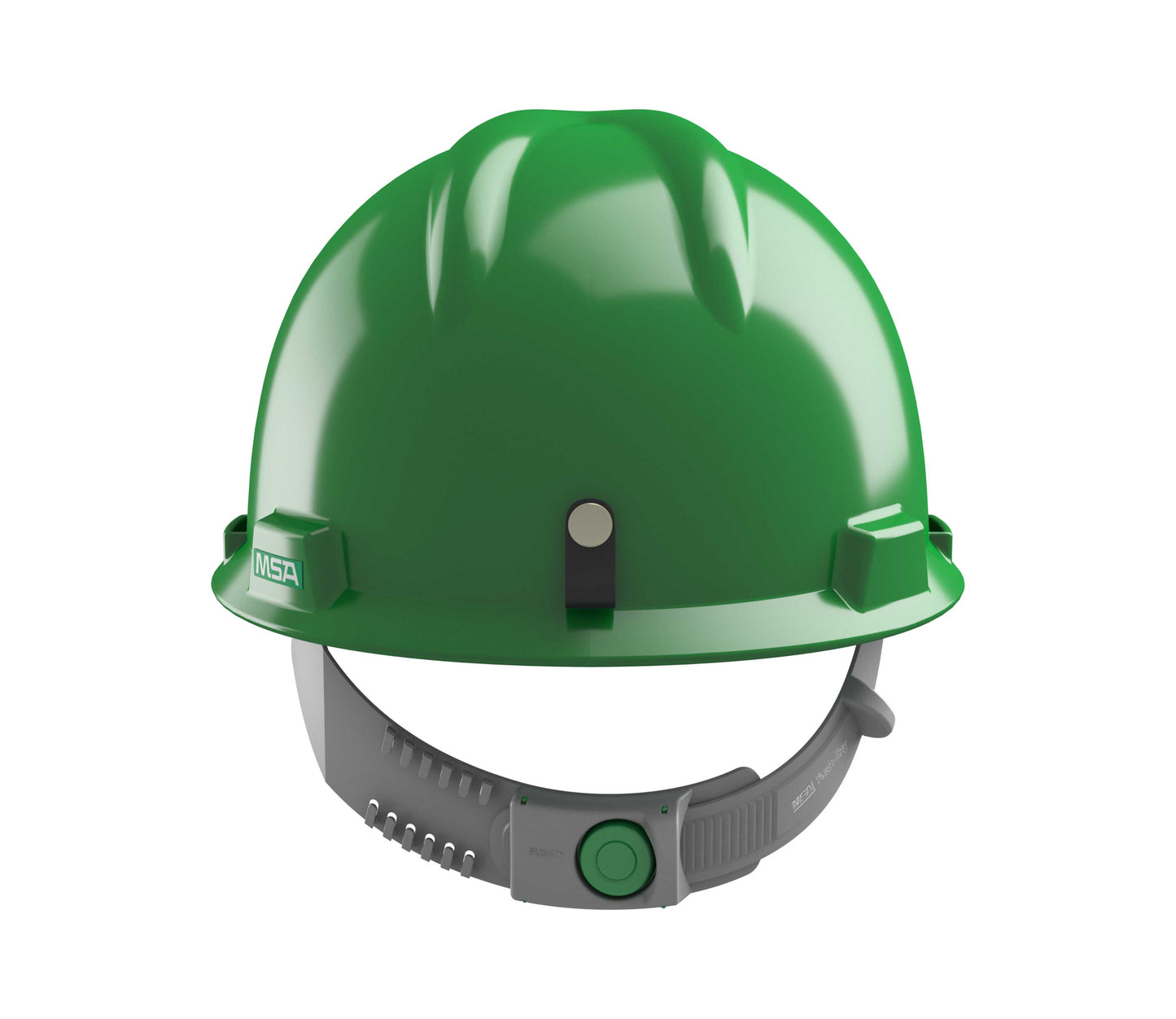 MSA Safety V-Gard Helmet, Green, Push-Key PVC, GV141-0000000-000